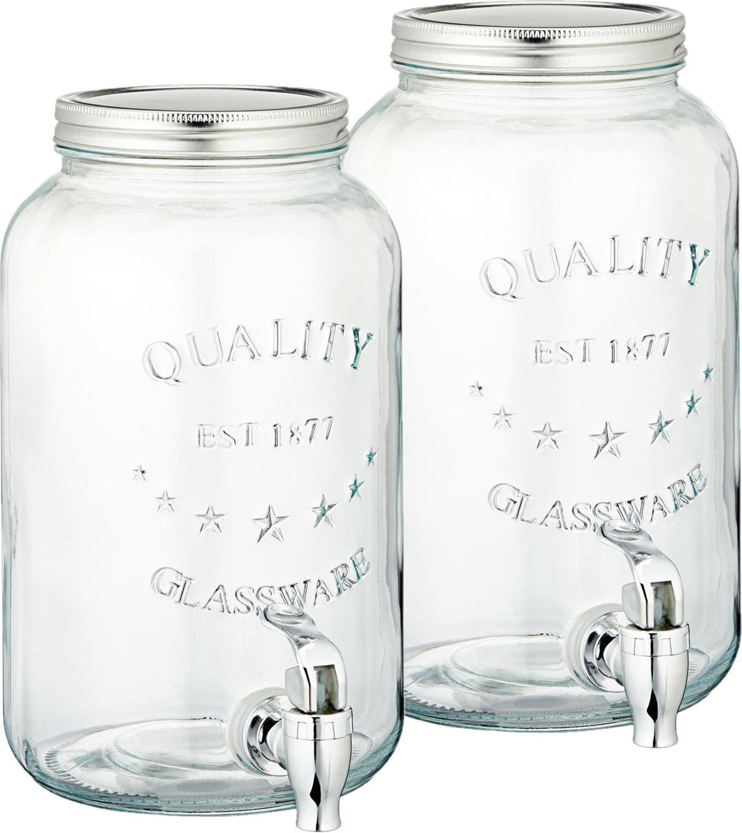 Set van 2x stuks glazen drankdispensers/limonadetap 3