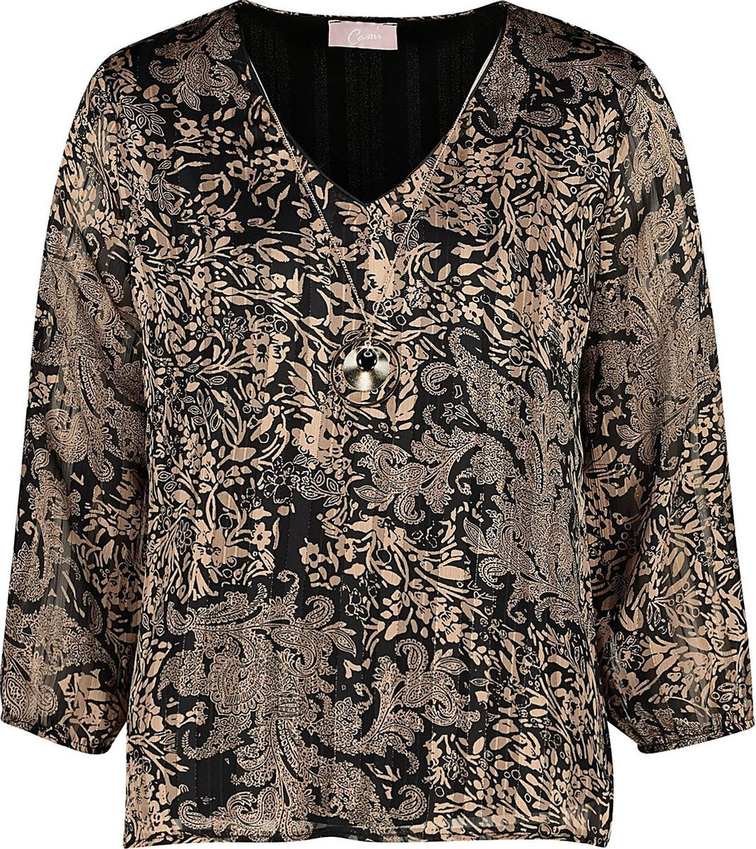 Cassis - Blouse met kasjmierprint en juweelhals -