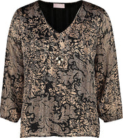 Cassis - Blouse met kasjmierprint en juweelhals -
