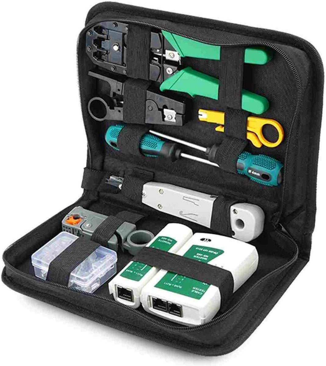 Medicca - Netwerk Reparatie Set - UTP Kabel Tester Met Krimptang Set - Zelf netwerk kabels maken - RJ45/RJ11/Cat5/Cat5e/Cat6