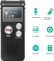 8GB Digitale Audio Voice Recorder / Memorecorder Zwart