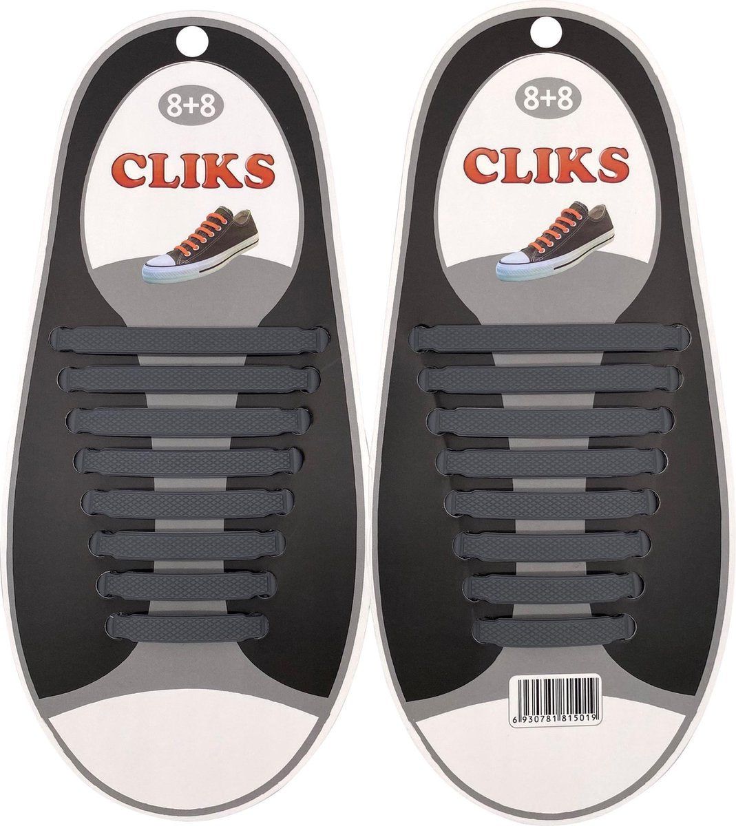 CLIKS elastische veters grijs - elastieken veters - kids - volwassenen