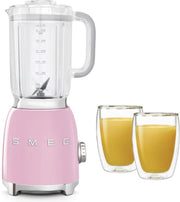 SMEG Blender Roze + Maxxo Dubbelwandige Glazen 2 stuks