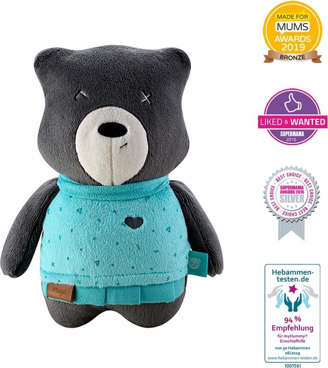 Myhummy Slaapsensor Premium Junior 23 Cm Zwart/turquoise