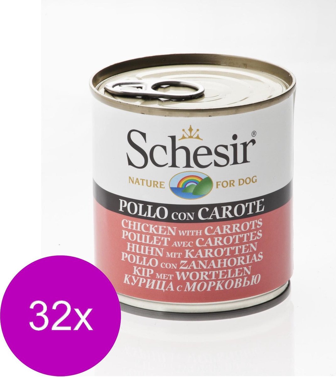 Schesir Hond Blik Gelei 285 g - Hondenvoer - 32 x Kip&Wortel