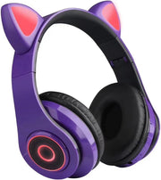 Kinder koptelefoon kitty cat met led oortjes paars