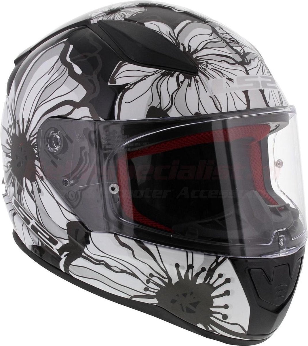 LS2 FF353 Rapid Poppies glans zwart wit