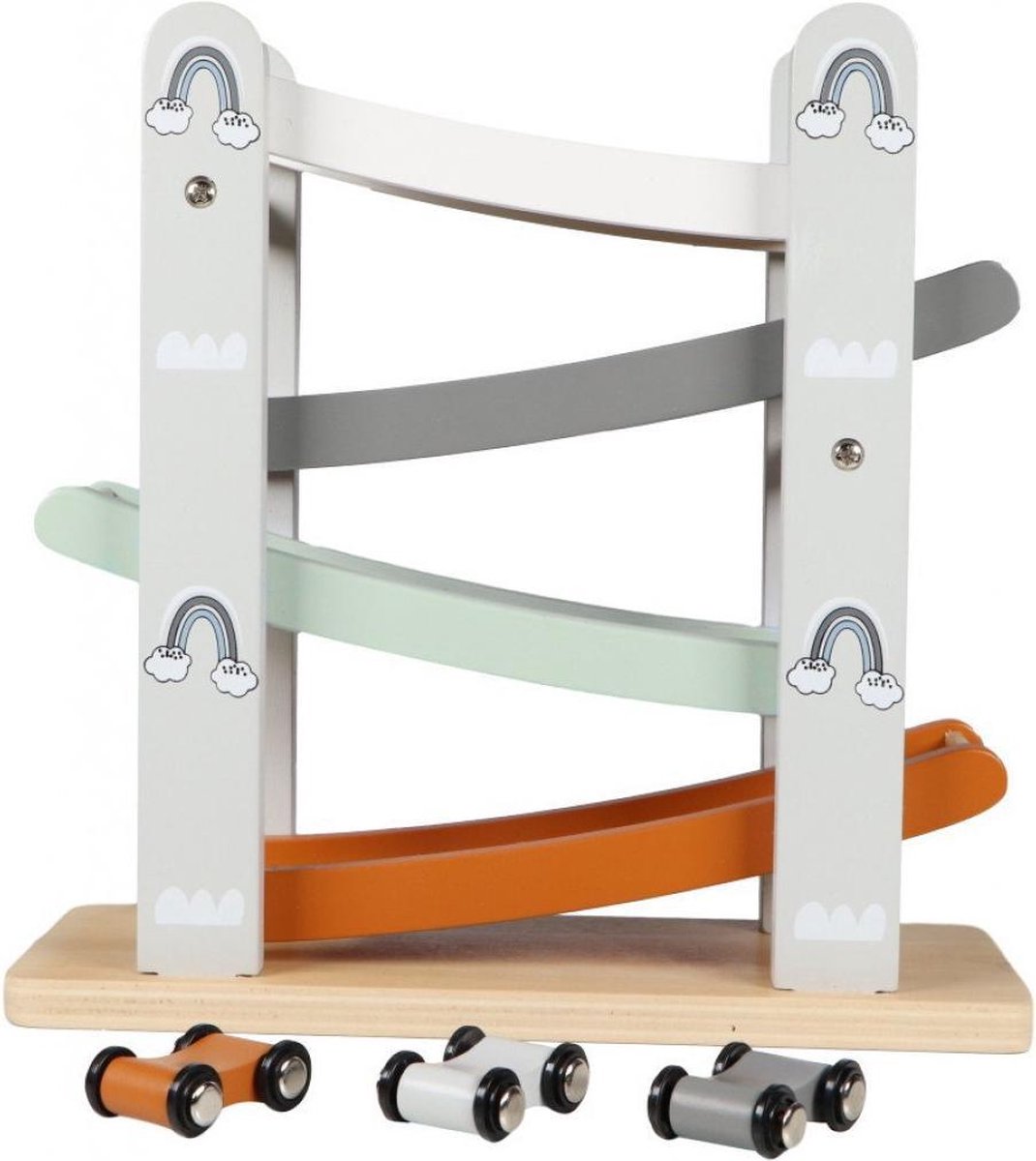 ✅ Tryco | Houten Speelgoed | Zigzag | Auto Glijbaan met 3 Speelgoed auto's | TR-303015