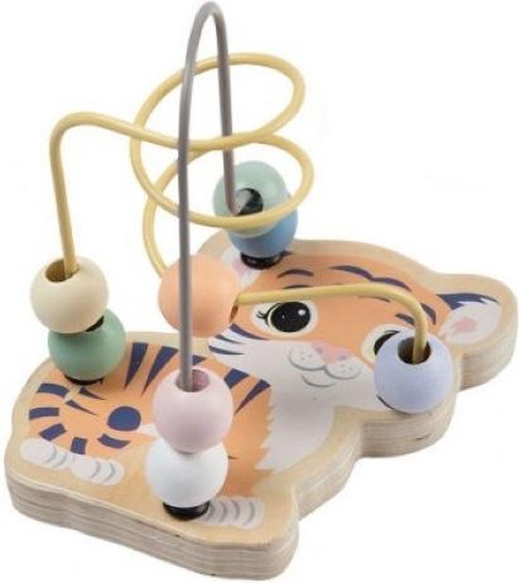 Jouèco Kralenbaan Tijger voor de Allerkleinsten - 12.5cm hoogte - Kralenspiraal