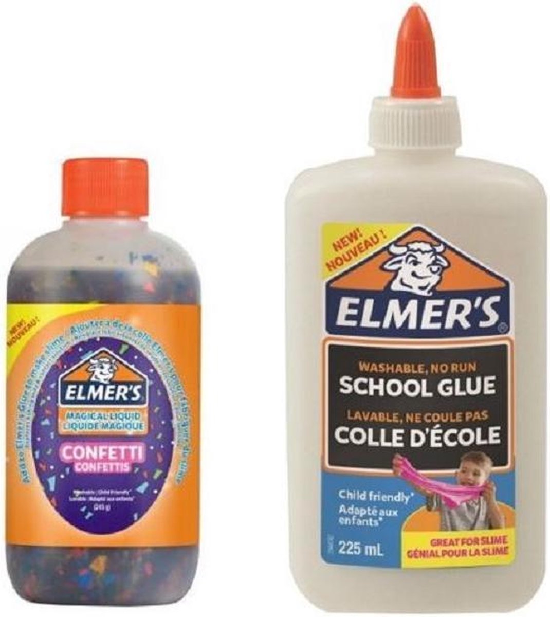 Elmer’s Glue set van 1 fles Schoollijm en 1 fles Confetti Magical Liquid