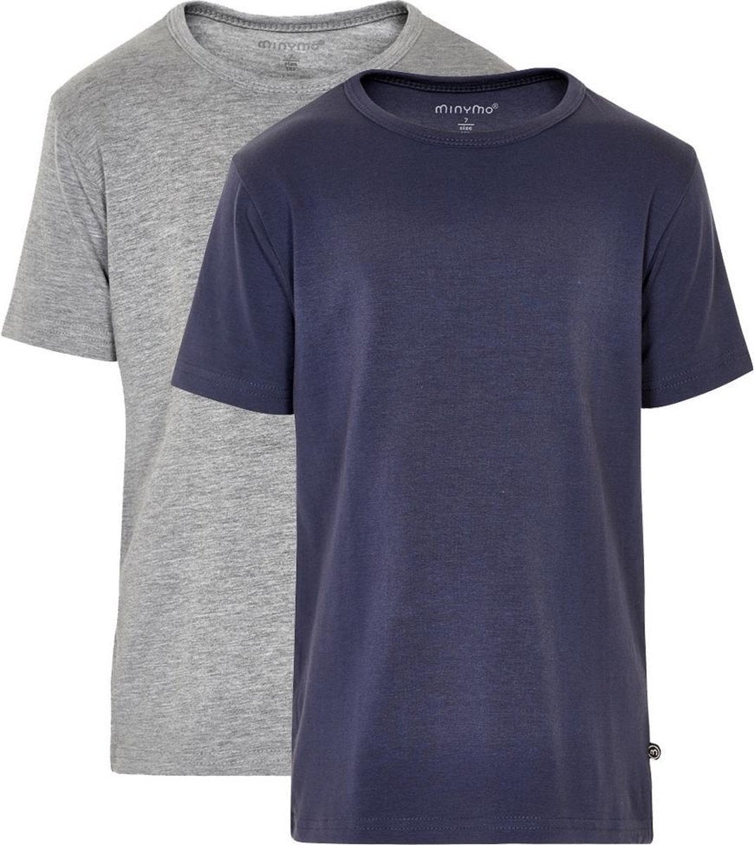 Minymo T-shirt Jongens Katoen Grijs/blauw 2-delig Maat 110