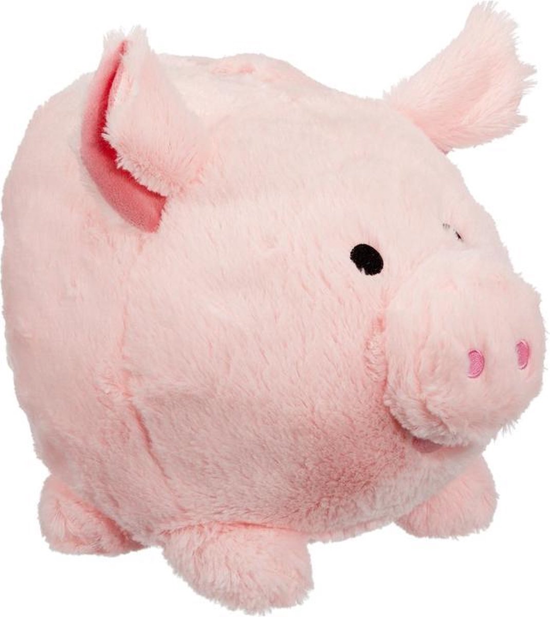 Pluche spaarpot varken met geluid 25 cm