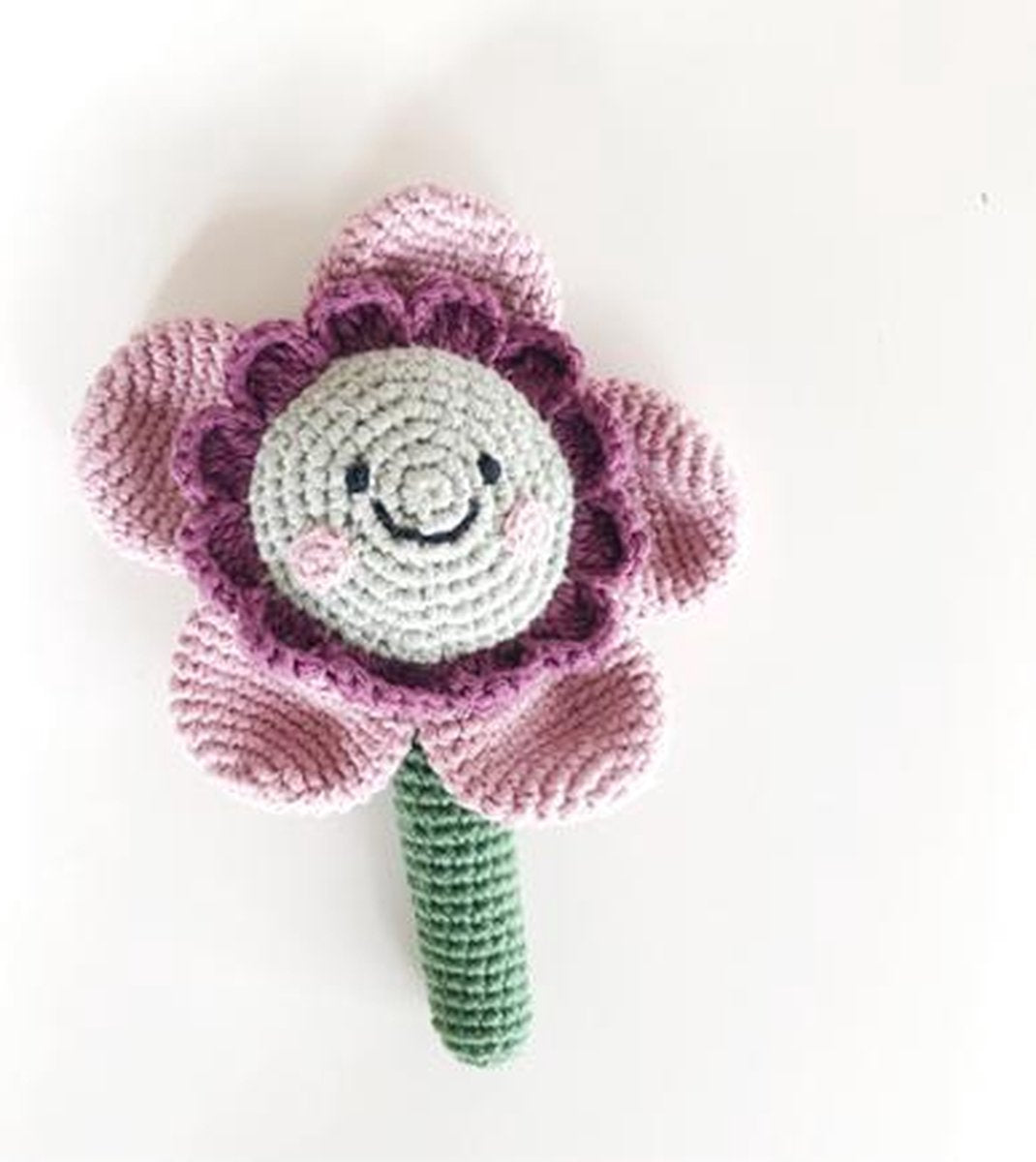 Pebble Organic rammelaar -  friendly flower - dusky pink