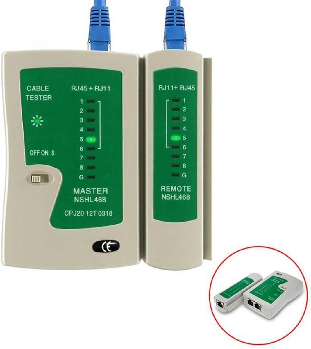 Medicca - UTP Kabel Tester - Netwerk Tester - Internetkabel Tester - Ethernet Tester - Netwerk Kabel - RJ45 - RJ11 - CAT5 - CAT6