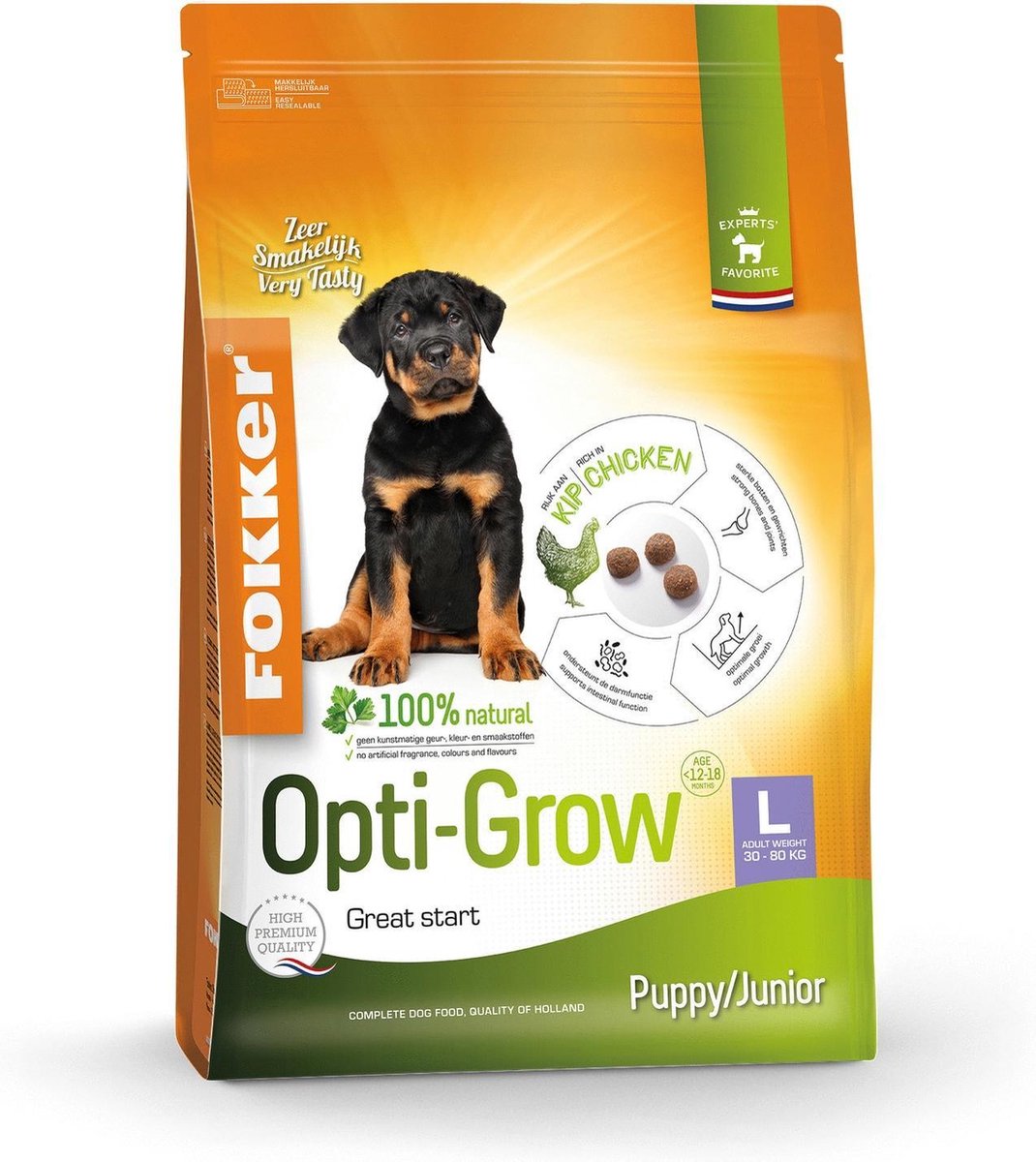 Fokker Dog Opti-Grow L Kip - Hondenvoer - 13 kg