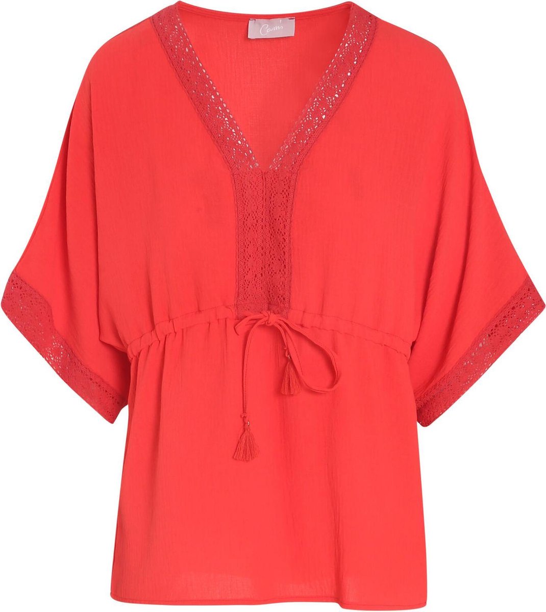 Cassis - Blouse met knoopwerk - Rood