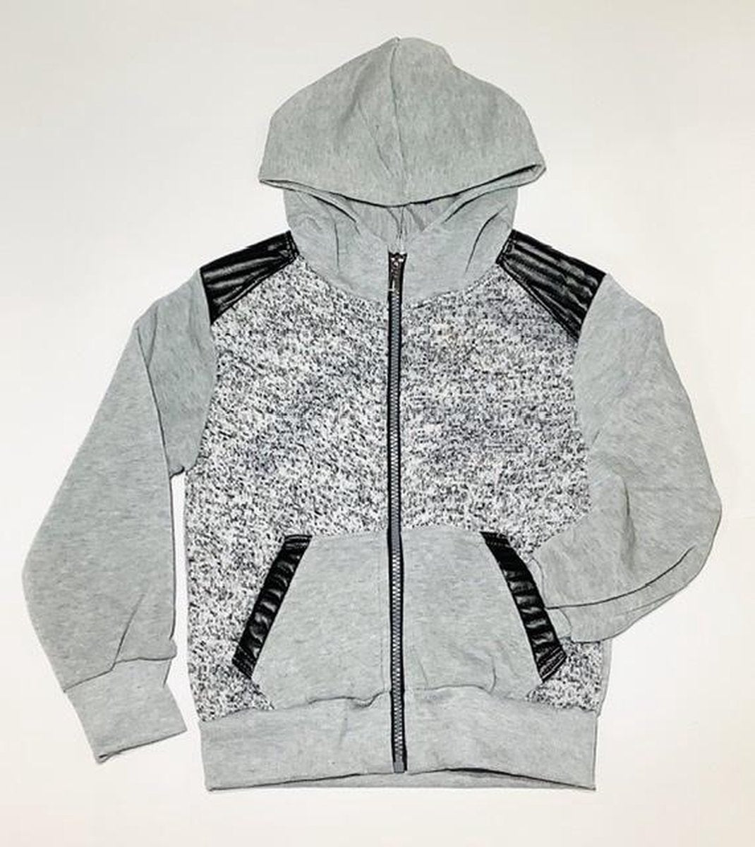 S&C vest - met imitatieleren accenten - lichtgrijs - maat 164/170