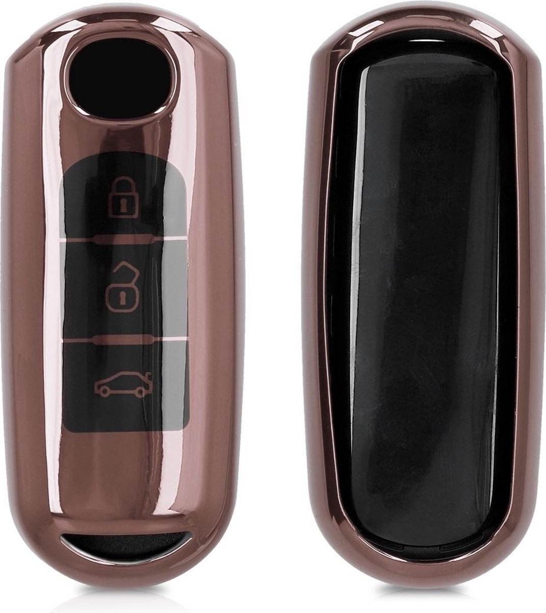 kwmobile autosleutelhoes voor Mazda 3-knops Keyless Go autosleutel - TPU beschermhoes in hoogglans ros�goud