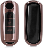 kwmobile autosleutelhoes voor Mazda 3-knops Keyless Go autosleutel - TPU beschermhoes in hoogglans ros�goud