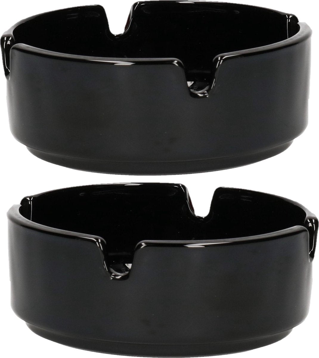 3x stuks asbak 9 cm zwart keramiek  - Binnen en buiten te gebruiken