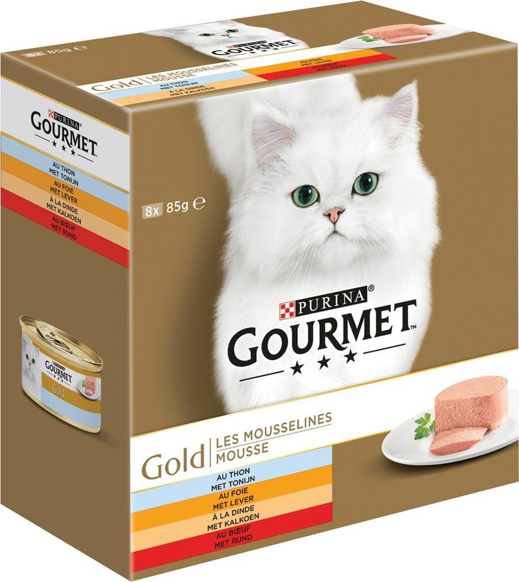 Gourmet Gold Mousse - Kattenvoer Rund & Tonijn & Kalkoen - 48 x 85 g