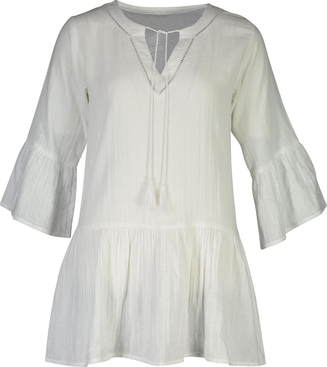 Snapper Rock - Kaftan van biologisch katoen voor dames - Wit - maat M