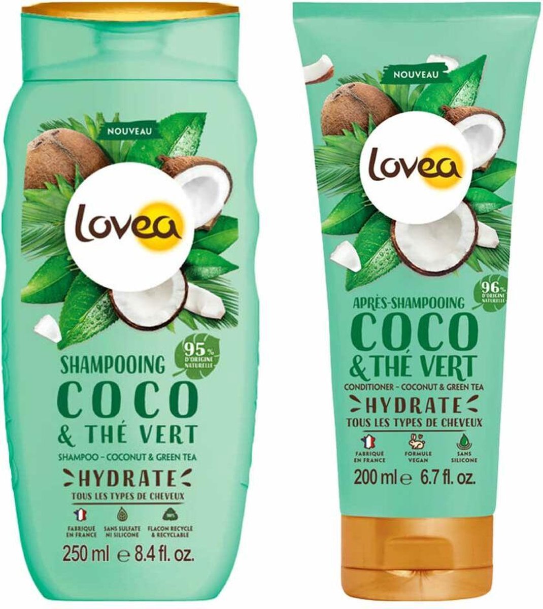 Lovea Kokos en Groene Thee Shampoo en Conditioner Pakket