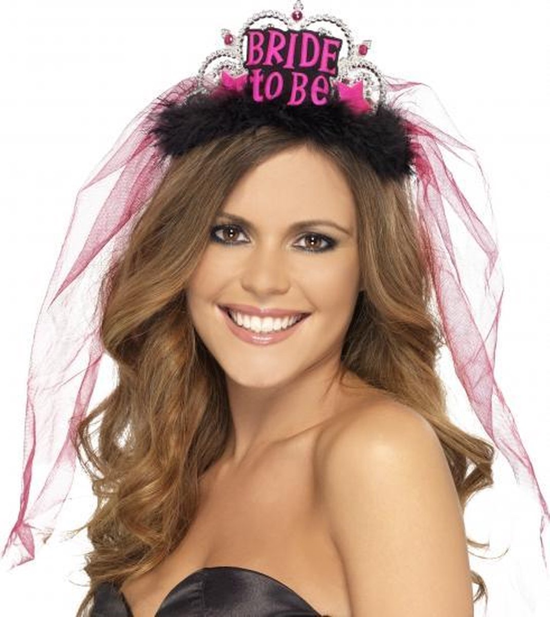Bride To Be tiara met roze sluier