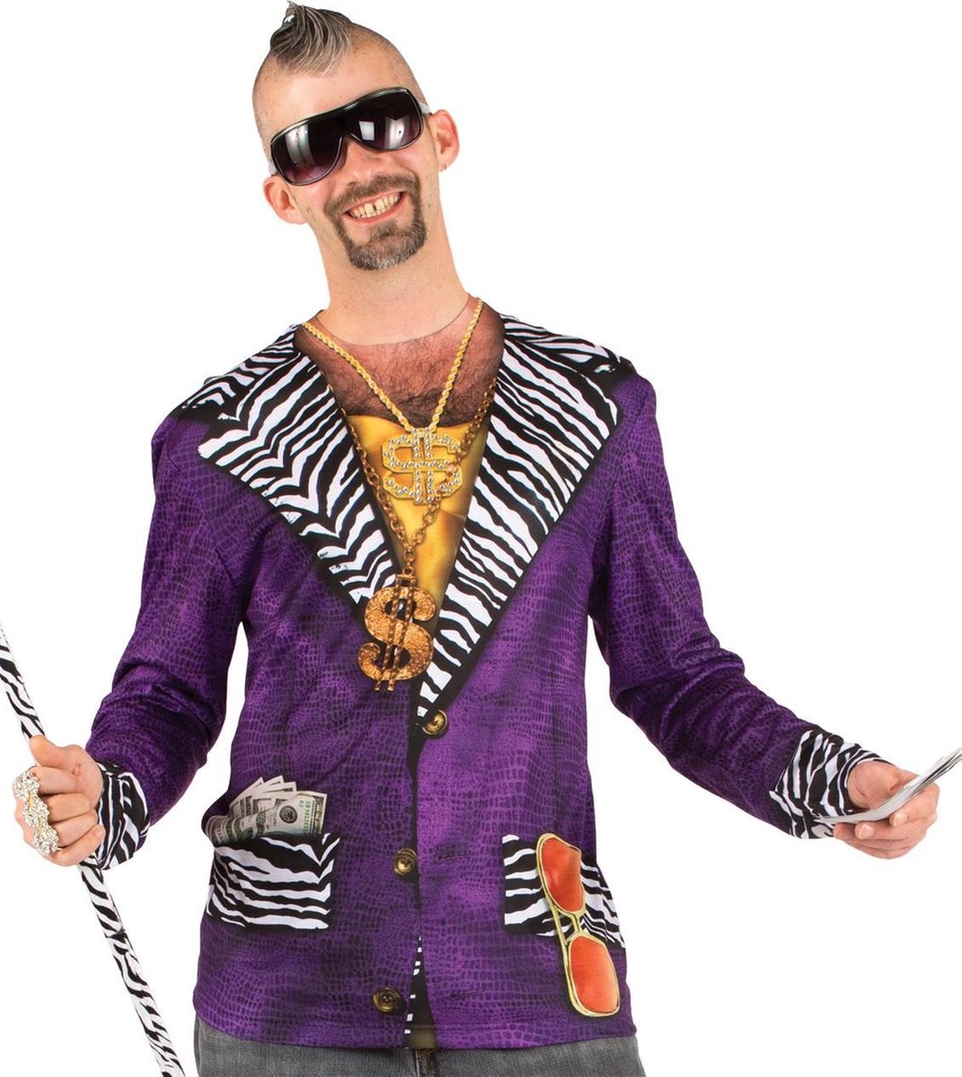 "Fop-shirt pimp in het paars voor volwassenen - Verkleedkleding - Medium"