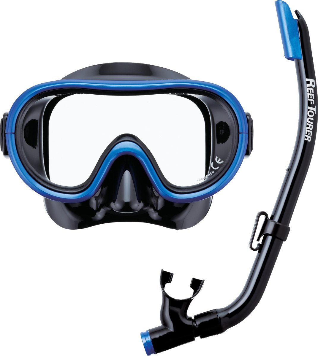 ReefTourer Snorkelmasker Duikbril Snorkelset voor kinderen tot ong. 10 jaar RC-0203- zwart/blauw