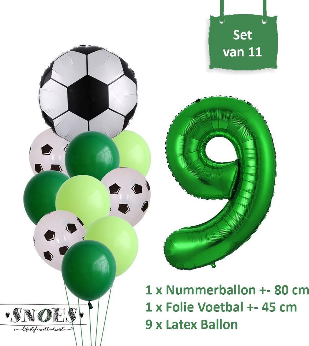 Voetbal Verjaardag * Ballonnen Set 9 Jaar * Hoera 9 Jaar * Jarig Voetbal * Voetbal Fan * Snoes * 80 CM * Voetbal Versiering * Birthday