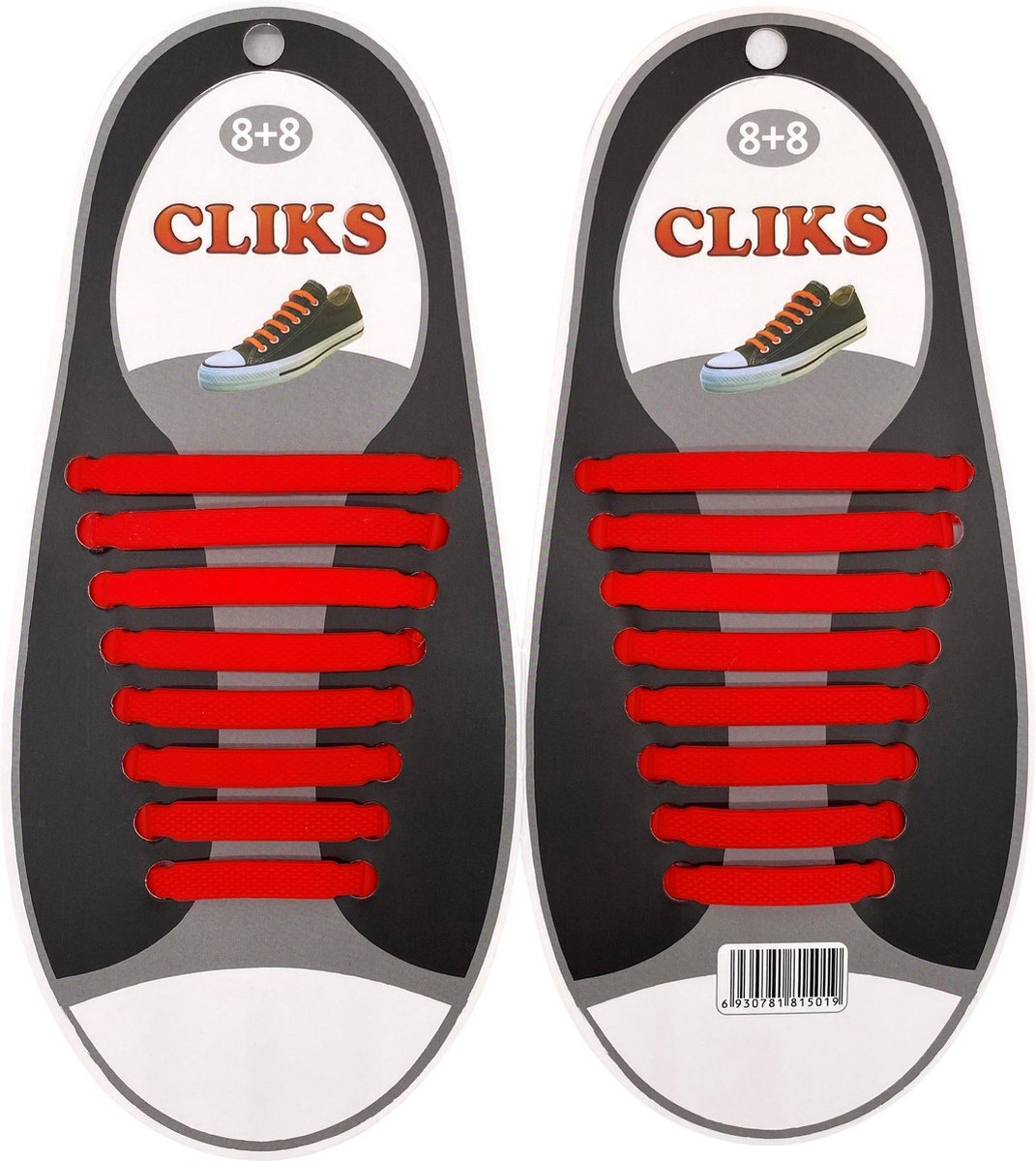 CLIKS elastische veters rood - elastieken veters - kids - volwassenen