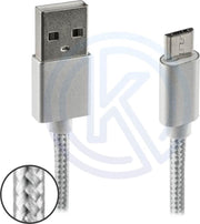 NoName Gevlochten Micro USB kabel 1 meter grijs