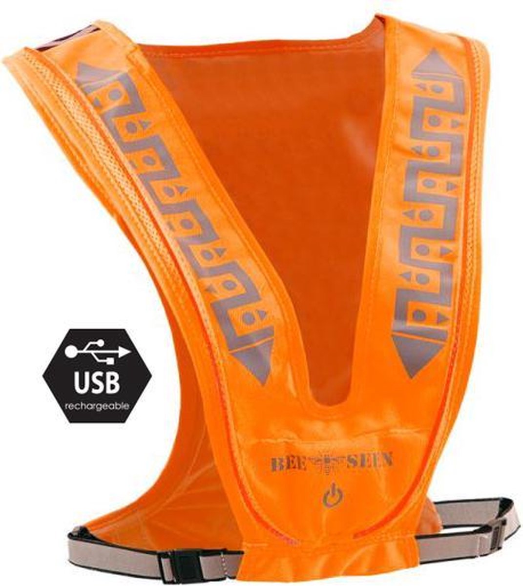 Led Vest USB | Orange | hardloopvest | usb| runningvest | verlicht vest | hardlopen