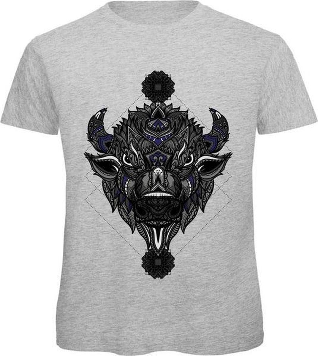 Mandella Bizon | Dierenliefhebber Kado T-Shirt Heren - Dames | Donker Blauw | Perfect Verjaardag Cadeau Shirt | Grappige Bizons en Bizontjes Dromenvanger Kleding |