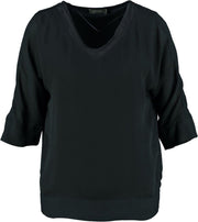 Geisha blauwe (gevoerde) laagjes blouse 3/4 mouw - Maat S