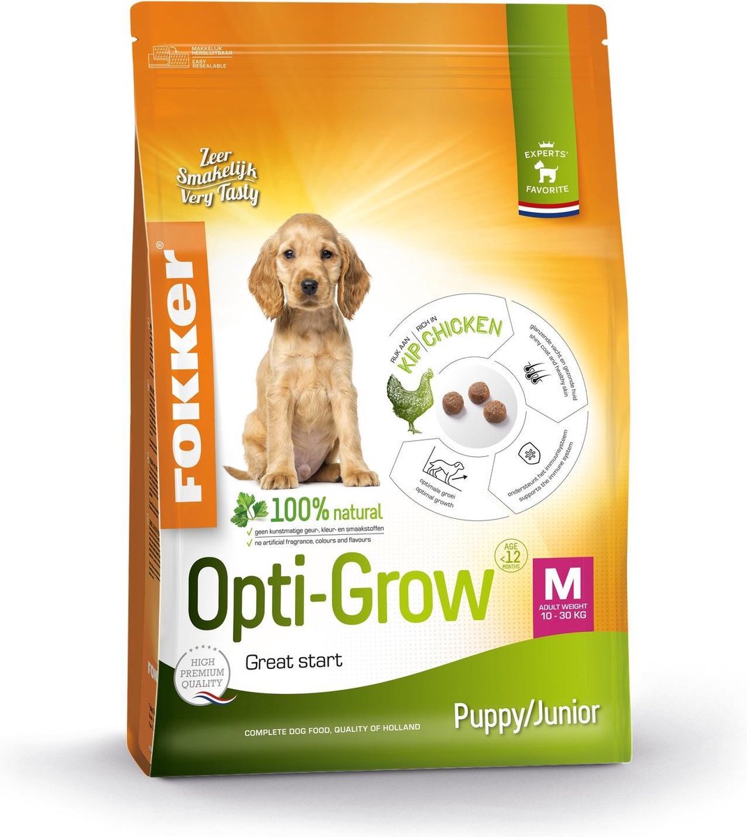 Fokker Dog Opti-Grow M Kip - Hondenvoer - 13 kg