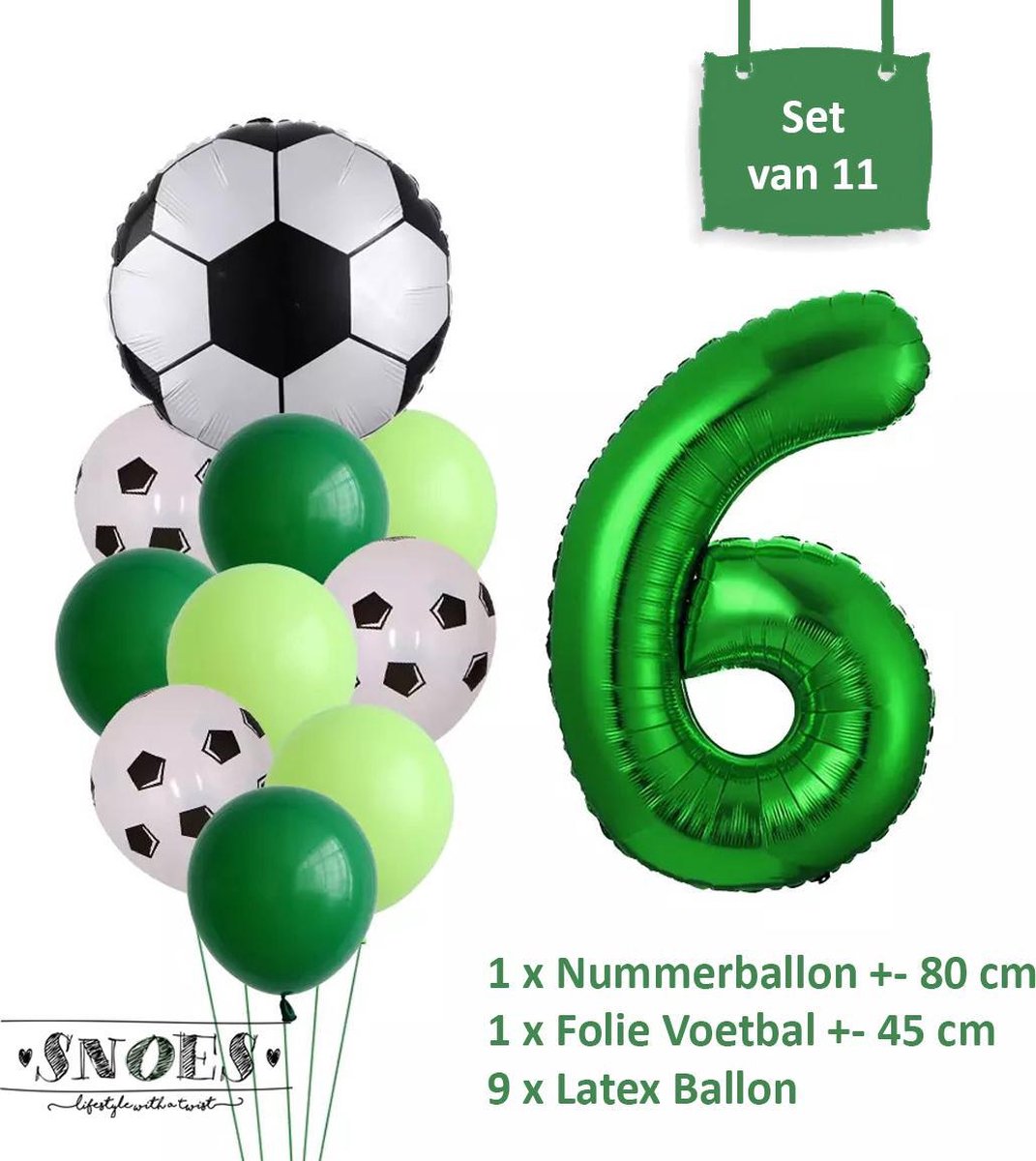 Voetbal Verjaardag * Ballonnen Set 6 Jaar * Hoera 6 Jaar * Jarig Voetbal * Voetbal Fan * Snoes * 80 CM * Voetbal Versiering * Birthday
