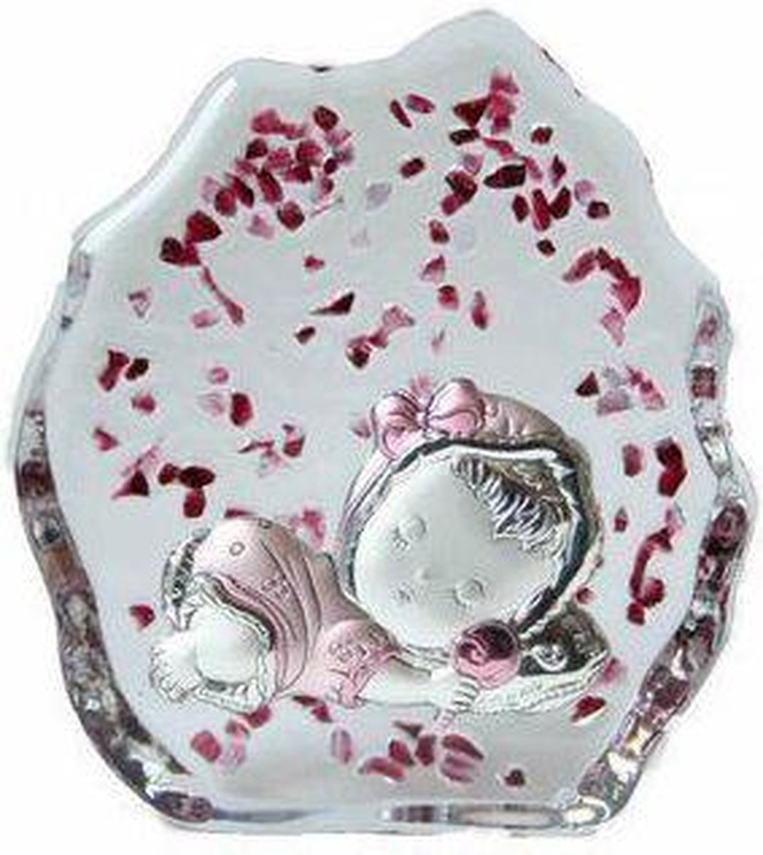 Kraamcadeau Kristal en Zilver H12 cm.