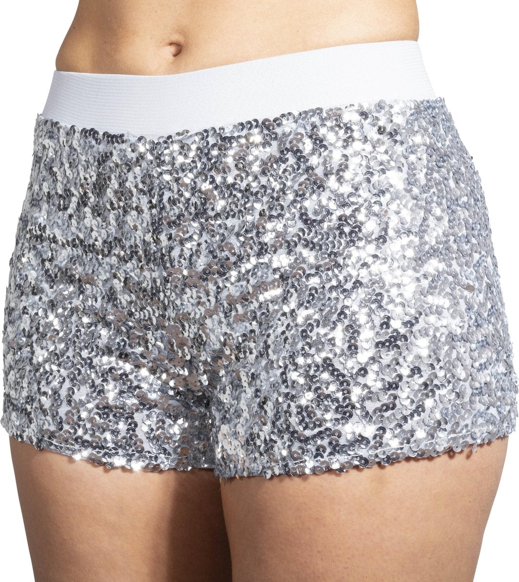 Hotpants pailletten zilver