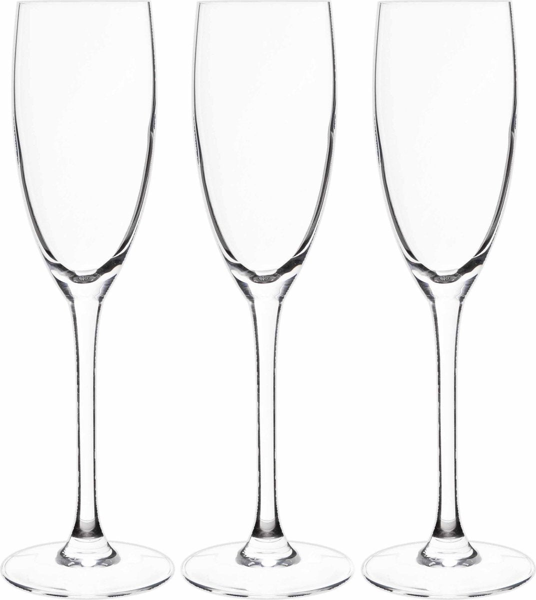 6x Stuks champagneglazen van glas 160 ml  - Glazen op voet voor Champagne/bubbels of Cava