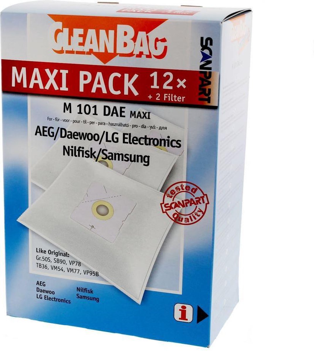 Scanpart  M101DAE Maxi - Stofzuigerzakken - MicroFleece+ Daewoo SB90 - 12 stuks