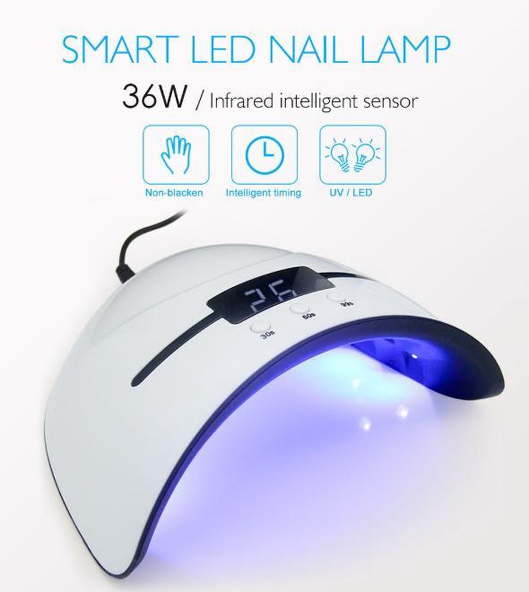 WiseGoods Premium Nagel UV Lamp Gelnagels - LED - Gellak - Nageldroger - 36W - Wit
