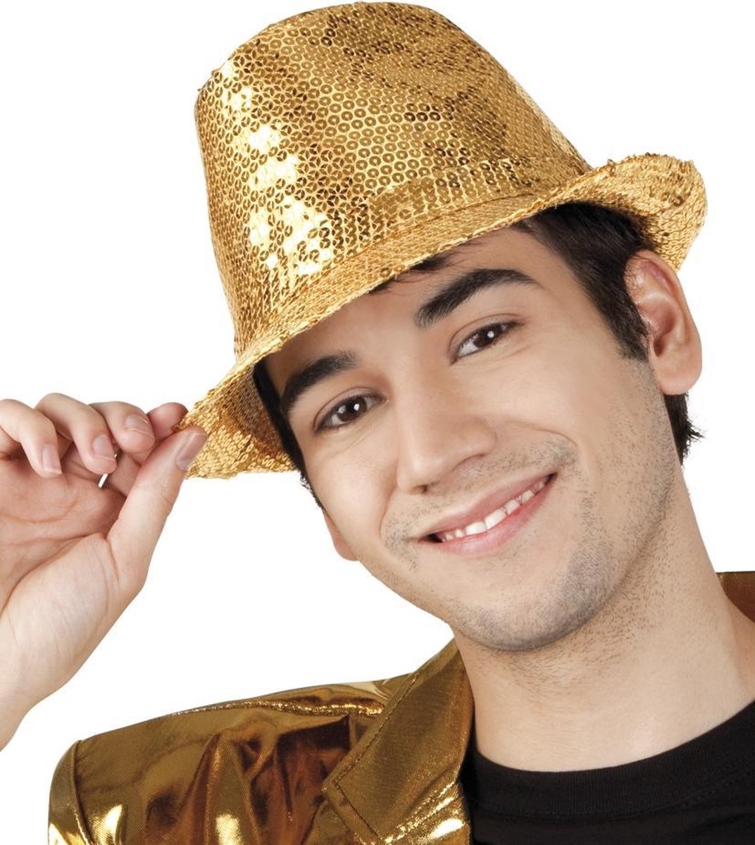12 stuks: Hoed Popstar Pailletten - goud