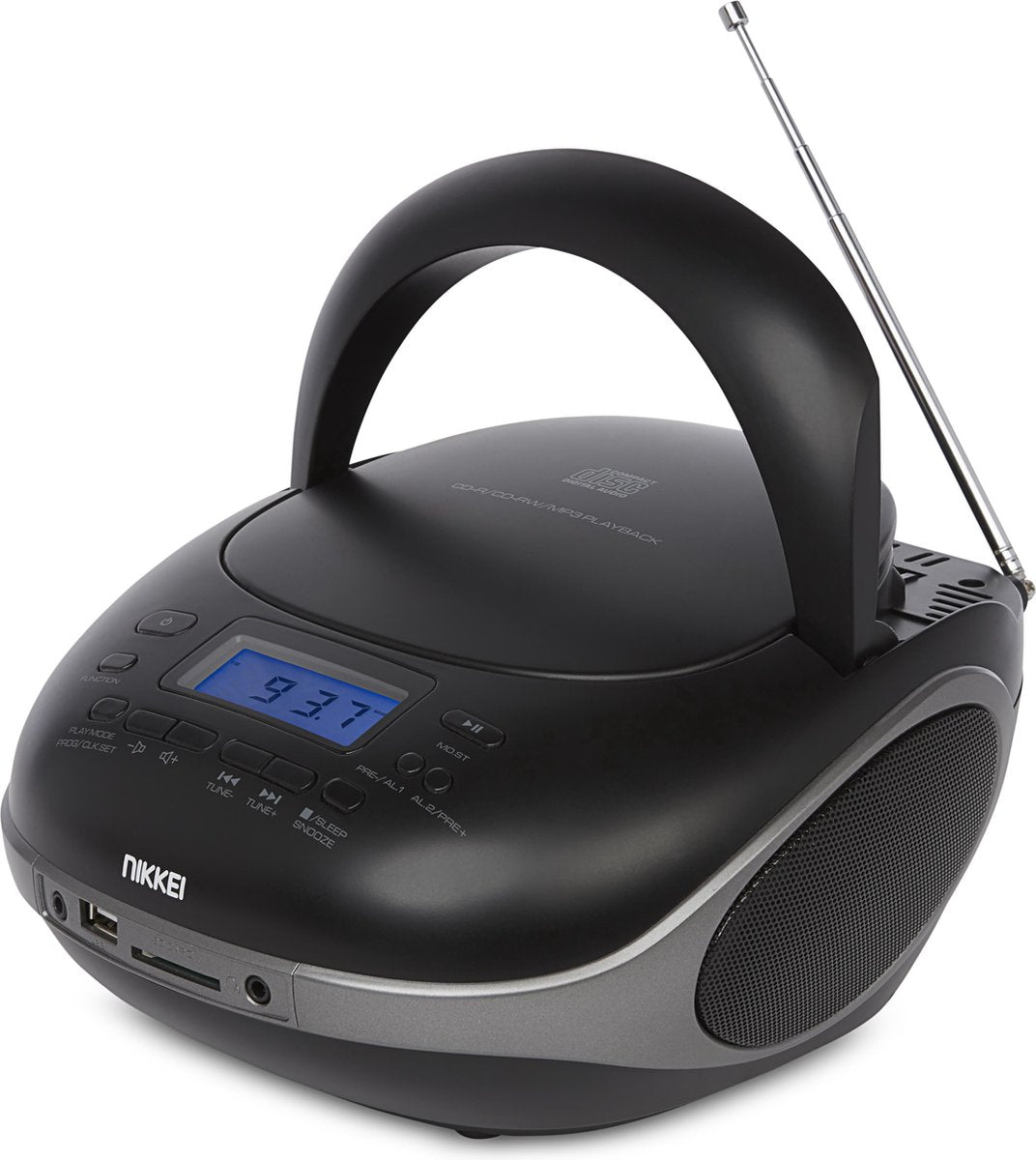 Nikkei NPRC56BK - Draagbare Radio en CD-speler met USB-Poort en Bluetooth - Zwart
