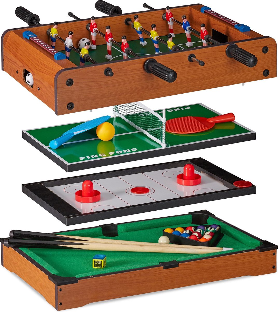 relaxdays multi speeltafel 4 in 1 - multi game tafel - 4 in 1 tafel - multifunctioneel