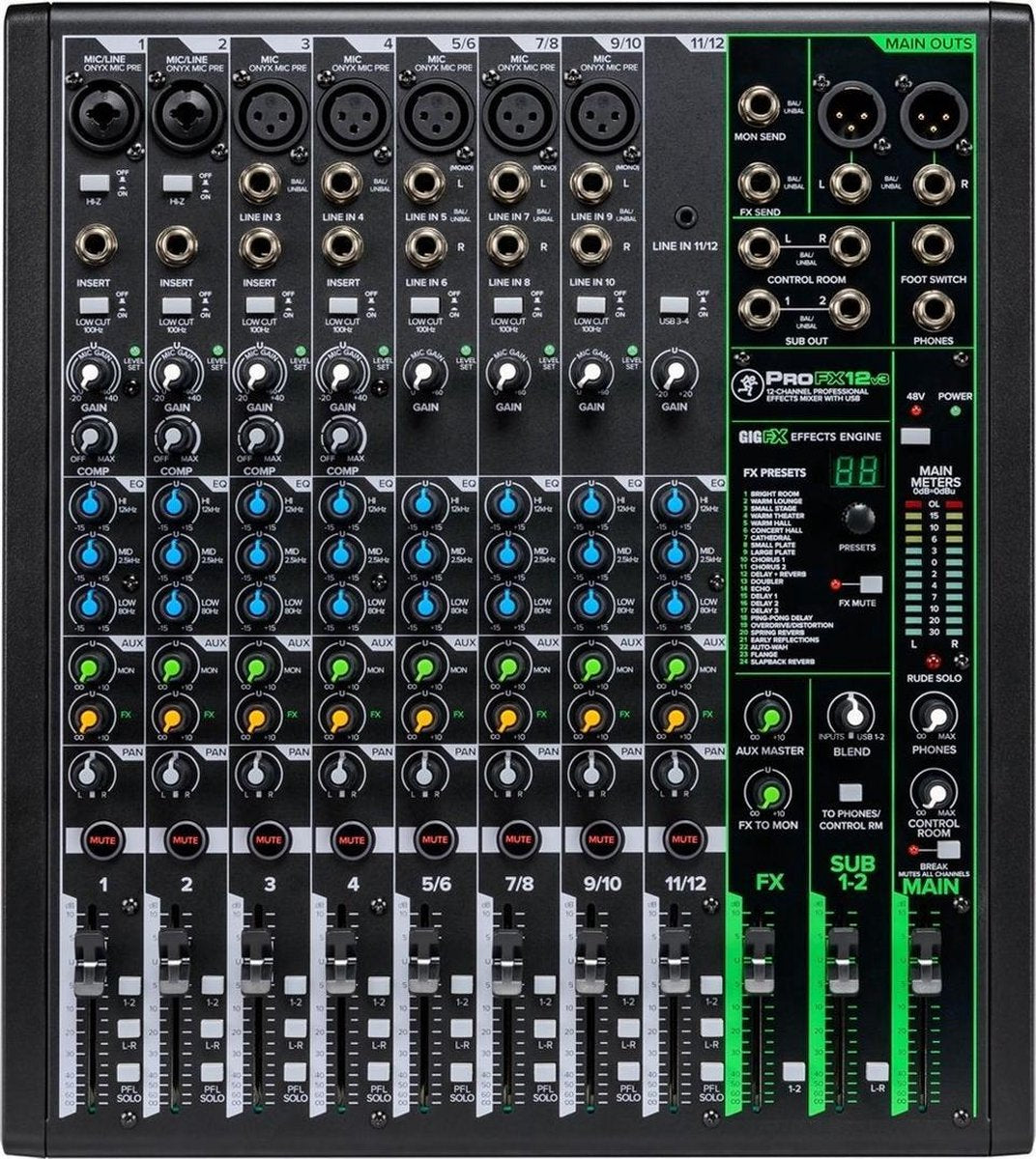 Mackie ProFX12v3 FX-mixer met USB-interface