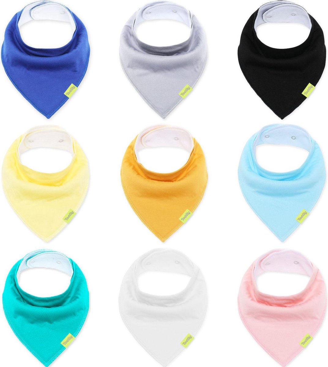 Toddly - slabbetjes voor baby's 9-Pack - Veilig- Absorberend