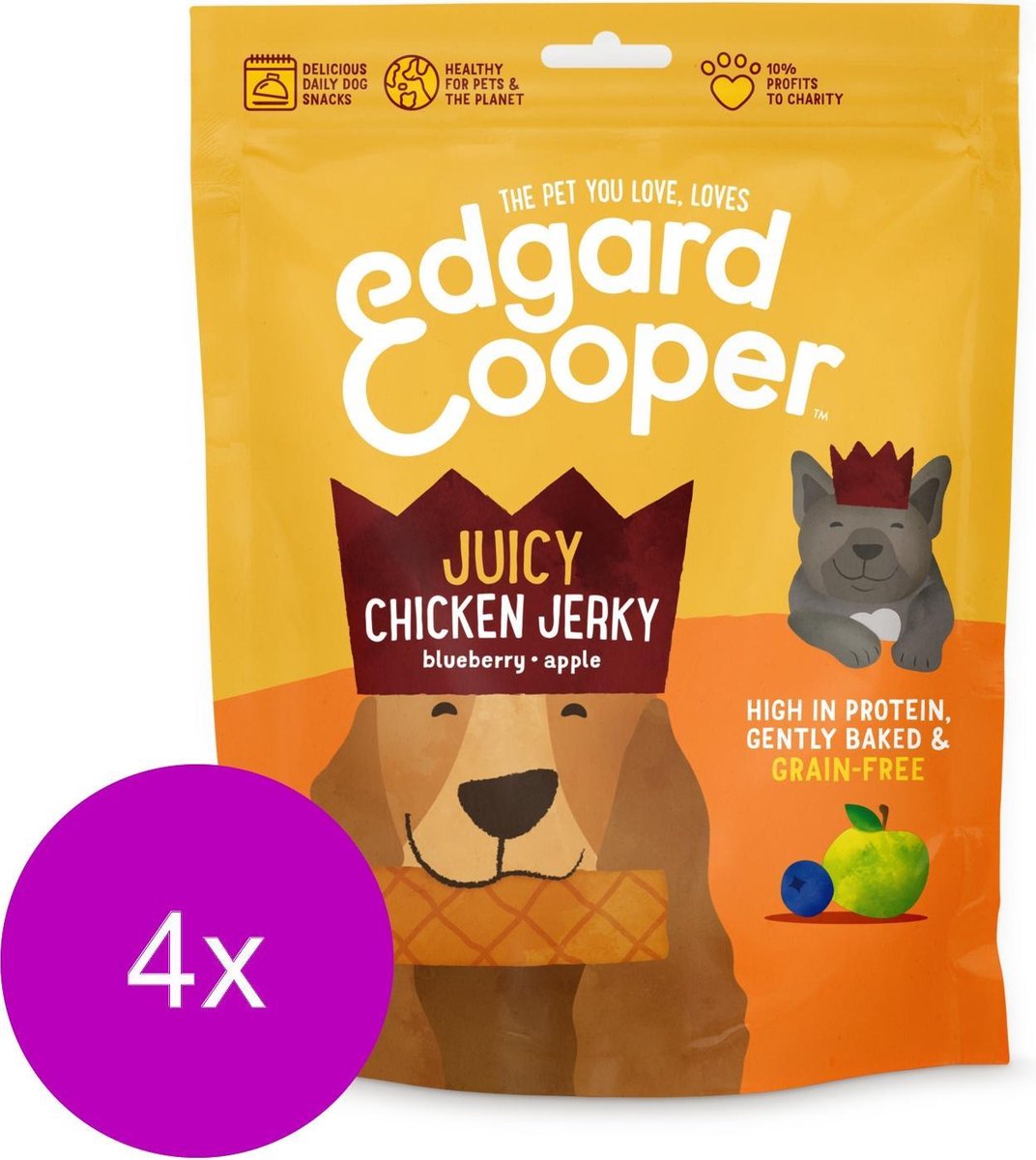 Edgard & Cooper Kip Jerky - Hondensnack - 4 x 150g