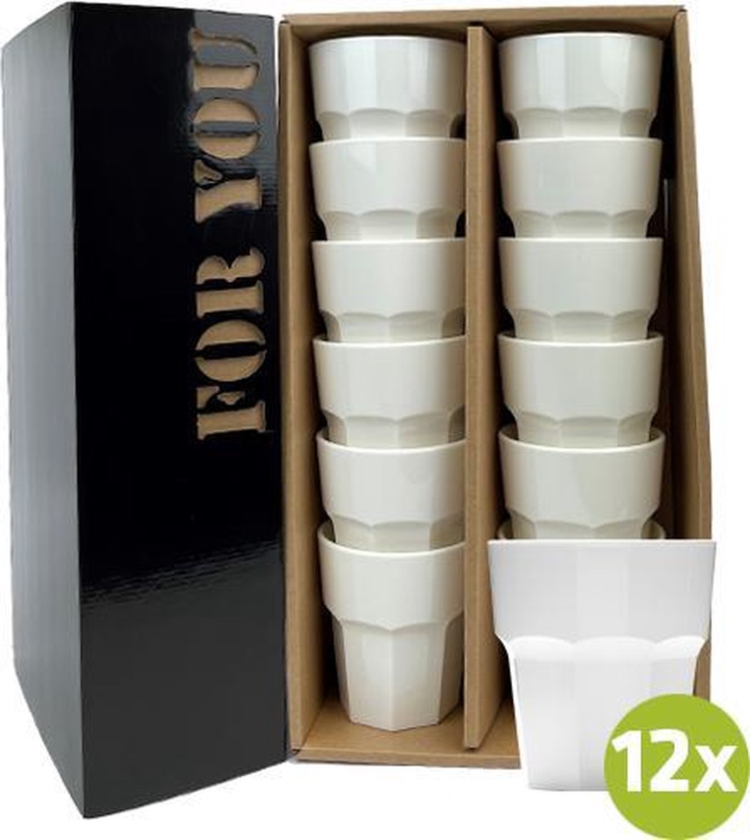 12x Wijnglas Ibiza wit 26cl cadeauset | Onbreekbare kunststof / plastic drinkglazen